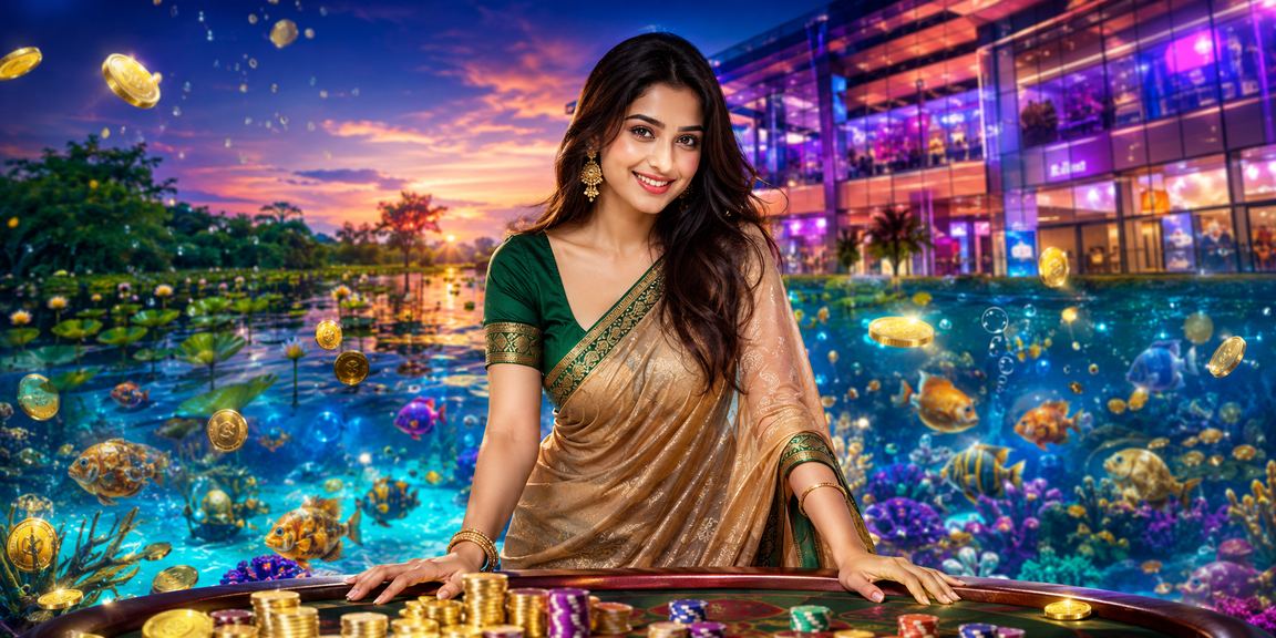 বাংলাদেশে নিয়ন আলোয় ফিশিং গেম খেলছেন একজন খেলোয়াড়